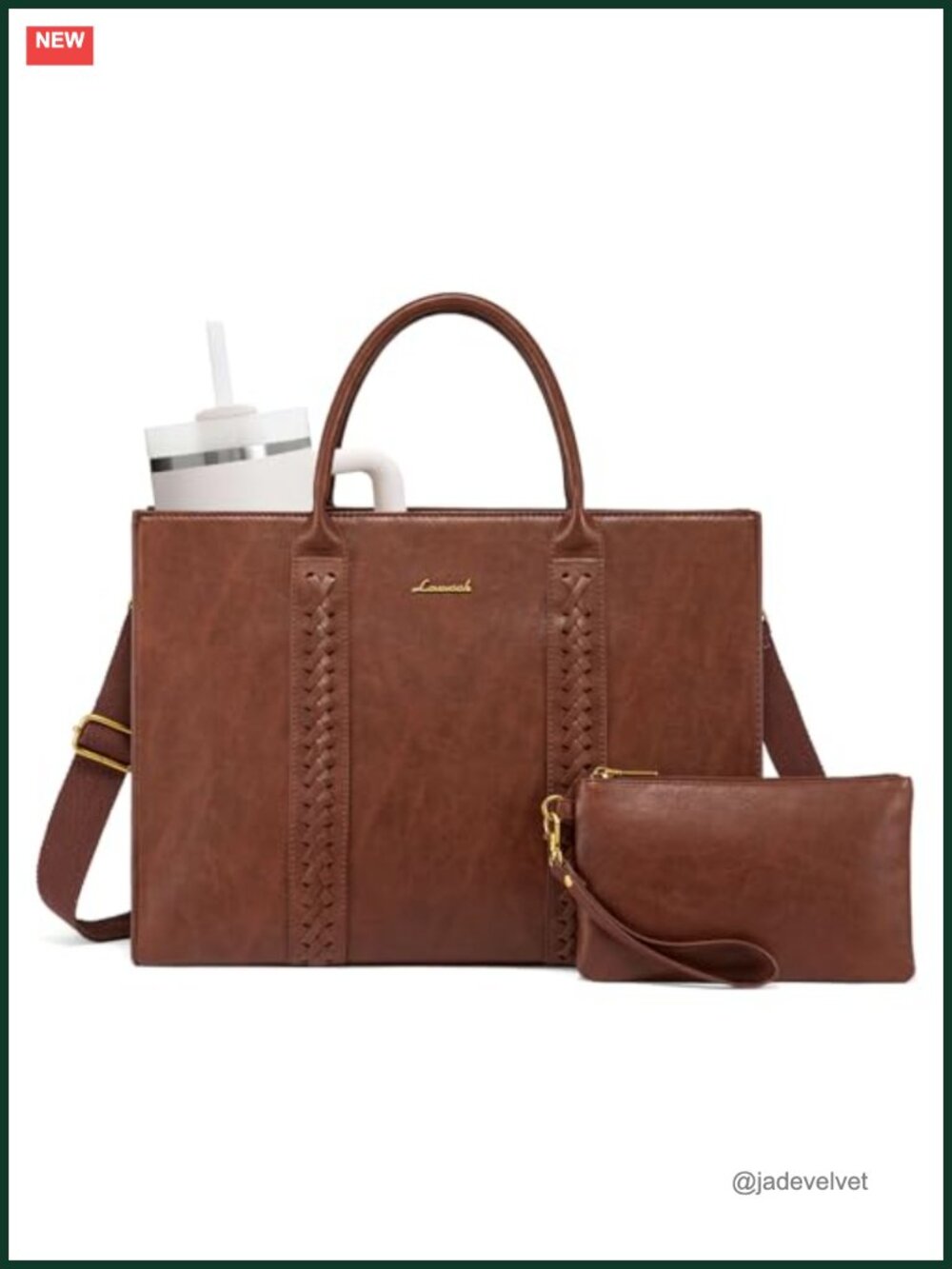 Vintage Leather Laptop Tote Bag Women 17 inch Waterproof Work Bag Briefcase